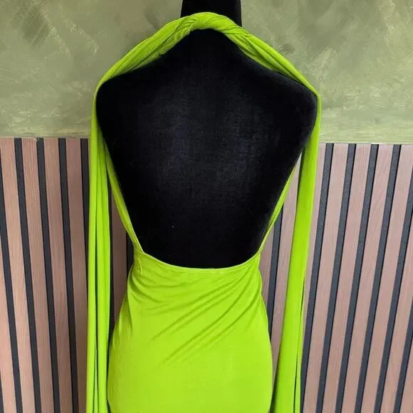 New Rat And Boa Daria Dress Halter Ruched Open Back Maxi Gown Green Size XS New Rat And Boa Daria Dress Halter Ruched Open Back Maxi Gown Green Size XS